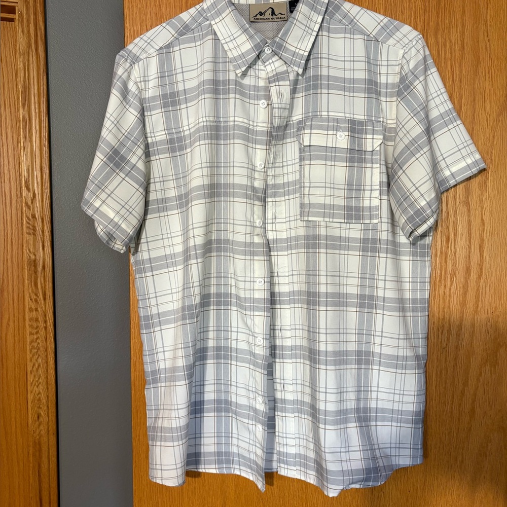 Men's Blue/Gray Plaid Short Sleeve Shirt